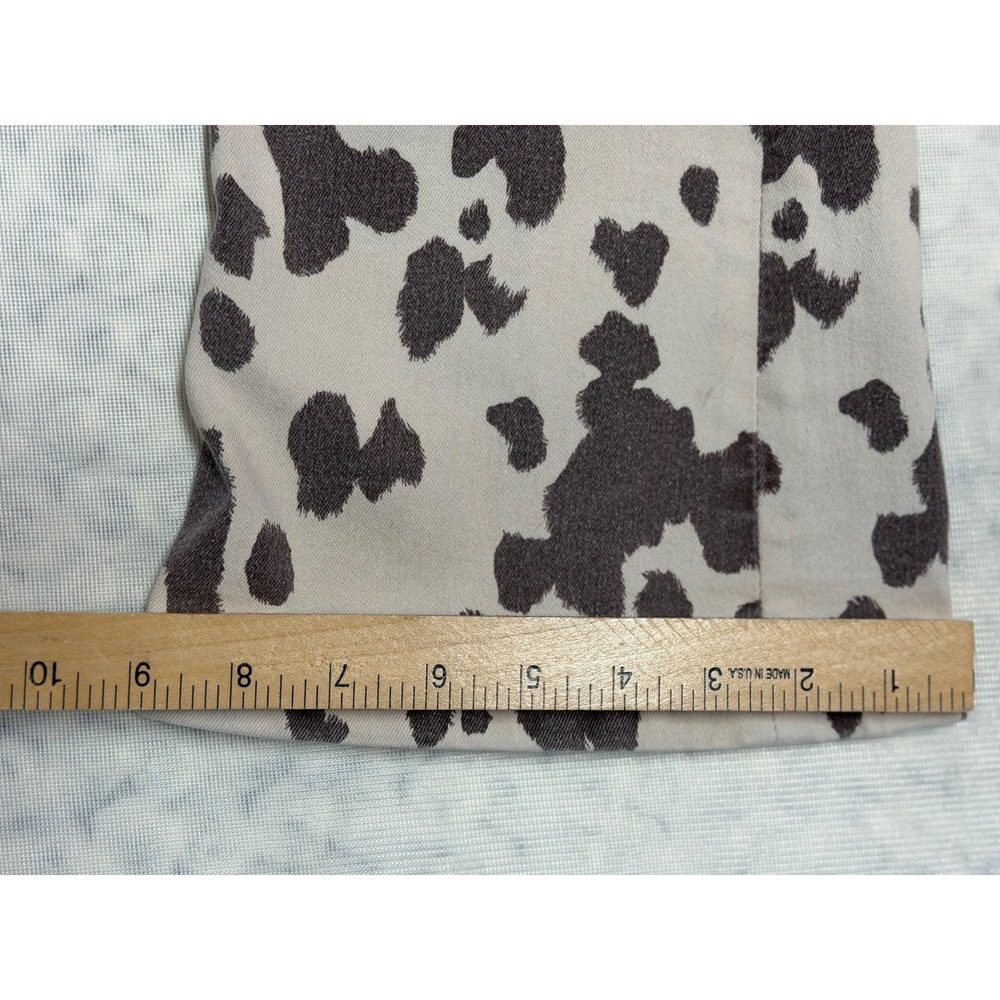 Zara Cow Print High Waisted‎ Flare Stretch Jeans Brown Cream Womens Sz  6 - Picture 5 of 7